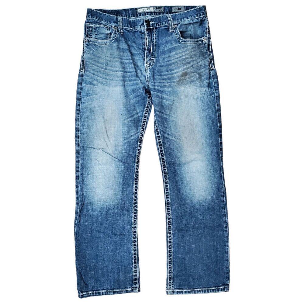 BKE Jeans TYLER Mens 34 Blue Regular Straight Pockets Outdoor Casual Denim